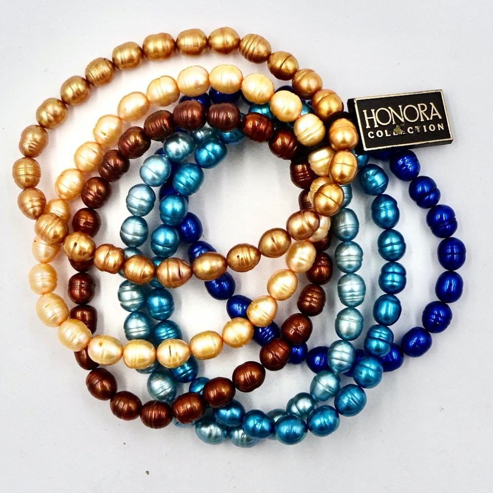 HONORA COLLECTION PEARL STRETCH BRACELETS Set of Six